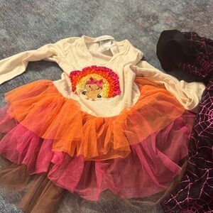 4T Girls Cream Turkey Tutu Dress as well as 2-3 years Witch Halloween dress.